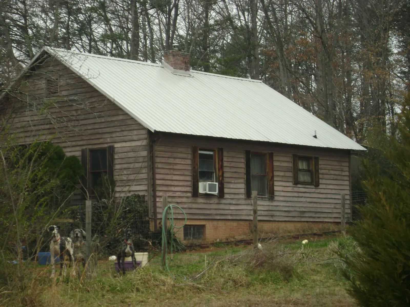 White metal roof on an old wood sided farmhouse, from a Metal Roof Installation job in Iron Gate